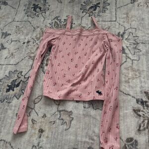 Abercrombie & Fitch Pink Ribbed Crop Blouse